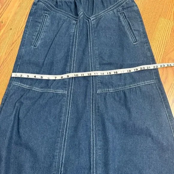 Ebossy Denim Maxi Skirt with Raw Hem - Picture 5 of 7
